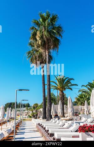 Korfu Island Dassia Beach, Griechenland. Stockfoto