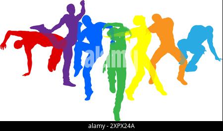 Tänzerinnen Silhouette Street Dance Posiert Silhouetten Stock Vektor
