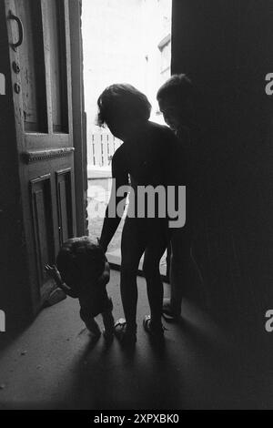 Aktuell 26-4-1970: Ein altes Wohnhaus wacht auf. Eine alte Farm hat eine Nacht geschlafen, während sie auf das graue Licht und einen neuen Tag wartet. Dann beginnt es wieder zu leben, vertraute Stimmen und Geräusche sind zu hören, Treppen auf die Treppe, Kinder weinen und lachen. Im alten Stadtgarten hat ein neuer Tag begonnen. Foto: Per Ervik / aktuell / NTB ***Foto wird nicht verarbeitet*** dieses Bild wird automatisch übersetzt dieses Bild wird automatisch übersetzt Stockfoto