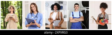 Verschiedene Berufe Collagen, Fotos verschiedener Menschen Stockfoto
