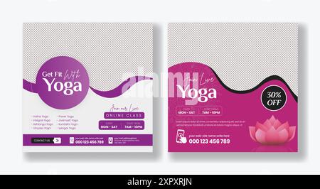 Yoga Social Media Post- oder Webbanner-Vorlage, Wellness-Werbeanzeigen, Bannerdesign Stock Vektor