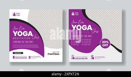 Online Yoga Studio Webbanner oder quadratisches Poster Flyer für Social Media Werbung Stock Vektor