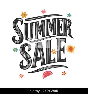 Handgezeichneter Text „Summer Sale“. Vektorabbildung Stock Vektor