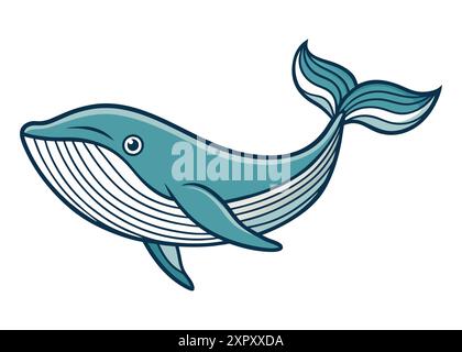 Wal isoliert auf weiß. Vektor-Illustration im Cartoon-Stil. Stock Vektor