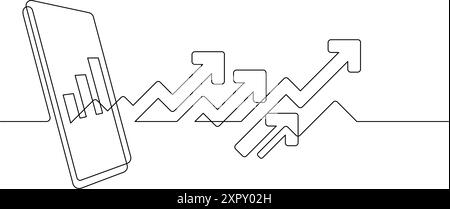 Smartphone mit Pfeil nach oben Wachstum hoher Handel eine Leitung kontinuierliches Geschäftskonzept für Vermögensinvestitionen Stock Vektor