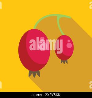 Minimalistische Illustration mit zwei Reifen Preiselbeeren auf gelbem Hintergrund Stock Vektor
