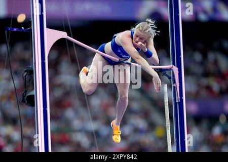 Paris, Frankreich. August 2024. PARIS, FRANKREICH - 7. AUGUST: Wilma Murto von Finnland beim Women's Pole Vault Finale am 12. Tag der Olympischen Spiele Paris 2024 im Stade de France am 7. August 2024 in Paris. (Daniela Porcelli/SPP) Credit: SPP Sport Press Photo. /Alamy Live News Stockfoto