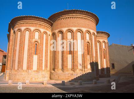 Mudejar Apsis. Kirche San Julian de los Caballeros, Toro, Provinz Zamora, Castilla Leon, Spanien. Stockfoto