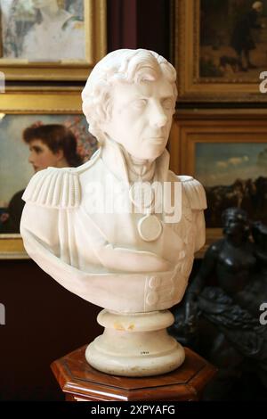 Lord Horatio Nelson Bust, Main Hall, Russell-Cotes Art Gallery & Museum, East Cliff Promenade, Bournemouth, Dorset, England, Großbritannien, Großbritannien, Europa Stockfoto