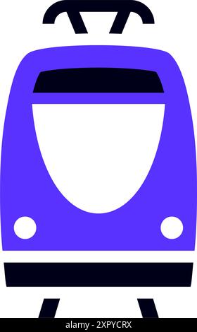 Flachbild-Symbol für Straßenbahntransport, Vorderansicht Stock Vektor