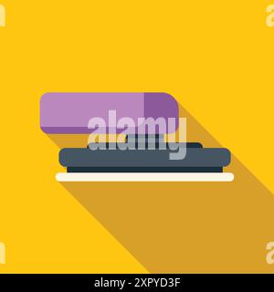 Violette und graue Hefter auf gelbem Hintergrund mit langem Schatten Stock Vektor