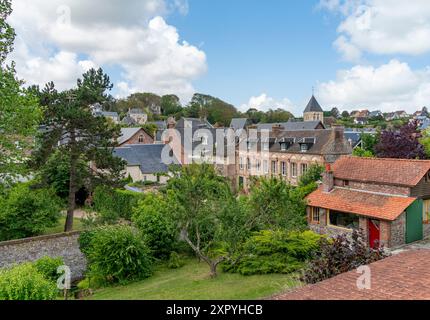 Landschaft rund um Veules-les-Roses, eine Gemeinde im Departement seine-Maritime in der Normandie in Nordfrankreich Stockfoto