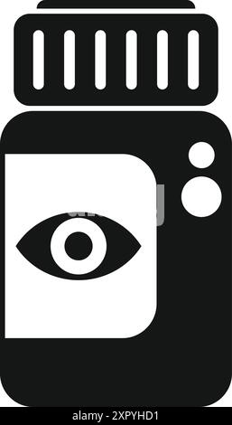 Schwarze Silhouette der Augentropfenflasche, die Sehpflege und Augengesundheit darstellt Stock Vektor