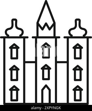 Einfaches Symbol im Linienstil des Salzsee-Stadttempels, ein religiöses Denkmal Stock Vektor