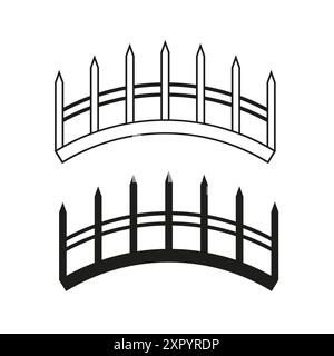 Zaunsymbole. Schwarz-weiß. Vektorabbildung. Stock Vektor