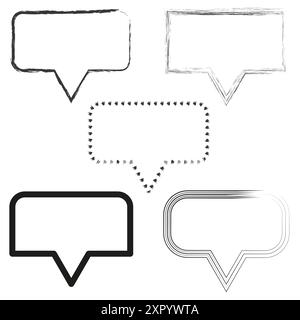 Sprechblase Set. Vektorsymbole. Schwarze Umrisse. Verschiedene Chat-Formen. Stock Vektor