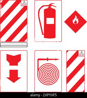 Schilder für Löschausrüstung auf weißem Hintergrund Stock Vektor