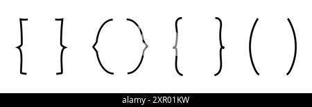 Klammern zitieren Rahmenskizze, Klammern Rahmen Text in Klammern. Zeichensetzung, Doodle-Dekoration. Vektorabbildung Stock Vektor