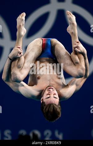 Paris, Frankreich. August 2024. Jules Bouyer aus Frankreich tritt am 8. August 2024 bei den Olympischen Spielen 2024 im Aquatics Centre in Paris (Frankreich) an. Quelle: Insidefoto di andrea staccioli/Alamy Live News Stockfoto