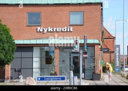 Kastrup/Copenhagen/ Denmark/08 August 2024/Nykredit Bankfiliale auf amager in Kastrup Copenhagen. (Foto. Francis Joseph Dean/Dean Pictures) (nicht für kommerzielle Zwecke) Stockfoto