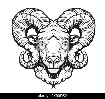 ARIES zeichnen handgezeichnet in Doodle-Stil Horoskop-Illustration Stock Vektor