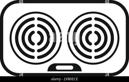 Elektrischer Doppelbrenner, Draufsicht Symbol, Umrissstil Stock Vektor
