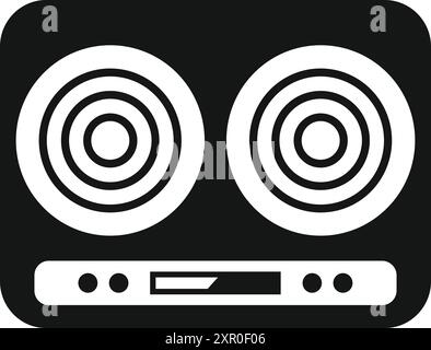 Schwarz-weiße Ikone eines Induktionskochfelds mit Doppelbrenner in schlankem und modernem Design, ideal für minimalistische Küchen Stock Vektor