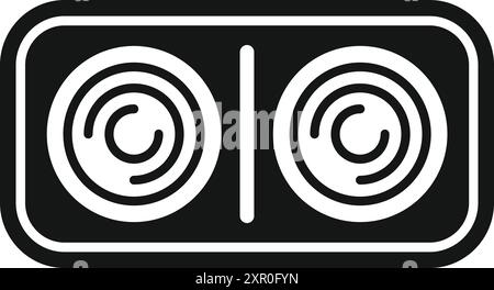 Symbol für doppeltes elektrisches Kochfeld im einfachen Stil, isoliert auf weißem Hintergrund Stock Vektor