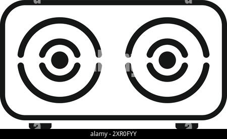 Linienzeichnung eines elektrischen Doppelkochfelds, perfekt für Websites und Apps im Zusammenhang mit Koch- und Küchengeräten Stock Vektor