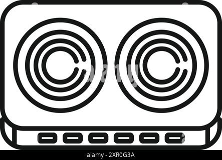 Line-Art-Symbol einer doppelten elektrischen Herdplatte mit Touch-Bedienfeld, perfekt für die Darstellung moderner Küchengeräte Stock Vektor