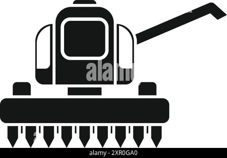 Symbol mit schwarzer Glyphe für Landmaschinen, die Land anbauen und Getreide sammeln Stock Vektor