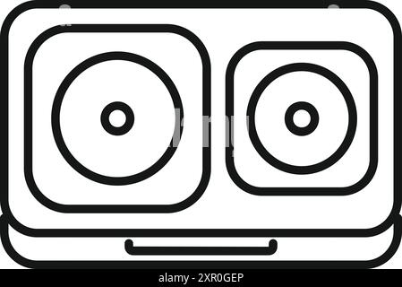 Minimalistische Linienzeichnung eines modernen Doppel-Induktionskochers zum Kochen Stock Vektor