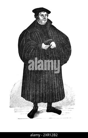 Martin Luther (1483–1546) Reformer aus einem Porträt von Lucas Cranach in seinem Album in Berlin in Book Life of Luther von Julius Kostlin Stockfoto