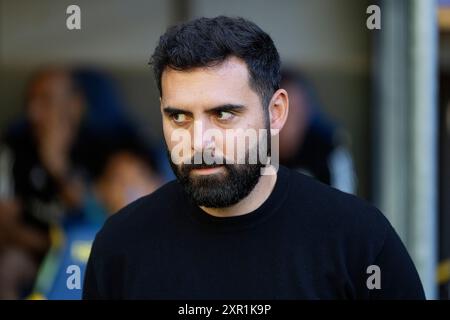 Broendby, Dänemark. August 2024. Legias Cheftrainer Goncalo Feio. Broendby trifft auf die polnische Legia in der dritten Qualifikationsrunde der UEFA Conference League am Donnerstag, den 8. August 2024. (Foto: Claus Bech/Ritzau Scanpix) Credit: Ritzau/Alamy Live News Stockfoto