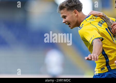 Broendby, Dänemark. August 2024. Broendby's Filip Bundgaard. Broendby trifft auf die polnische Legia in der dritten Qualifikationsrunde der UEFA Conference League am Donnerstag, den 8. August 2024. (Foto: Claus Bech/Ritzau Scanpix) Credit: Ritzau/Alamy Live News Stockfoto