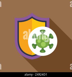 Shield schützt vor einem Virus, Konzept des Immunabwehrsystems gegen Virus, Gesundheitswesen und medizinisches Konzept Stock Vektor