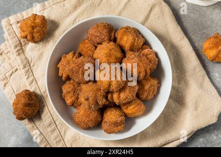 Süße hausgemachte Churro Donut Bites mit Zimt und Zucker Stockfoto