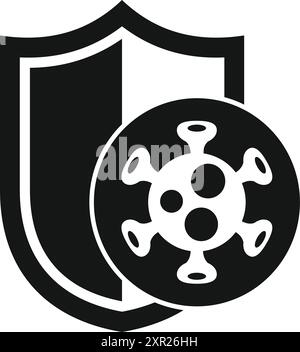 Einfaches Vektorsymbol eines Immunsystems, das mit einem Schild vor Viren schützt Stock Vektor