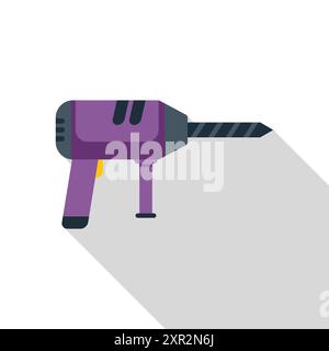 Violette und graue Elektrobohrmaschine für Bau- und Renovierungsarbeiten, ideal für Bauunternehmer und heimwerker Stock Vektor