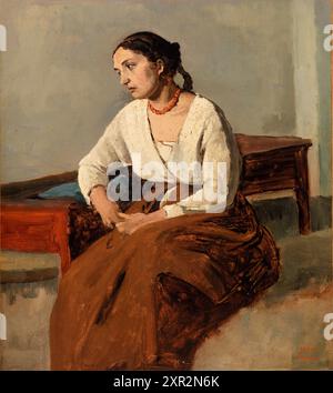 Melancholische Italienerin (Rom) (Italienne mélancolique [Rom]). Jean-Baptiste-Camille Corot. 1826-1827. Stockfoto