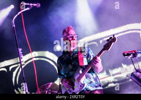 Oslo, Norwegen. August 2024. Die norwegische Band Casiokids gibt ein Live-Konzert während des norwegischen Musikfestivals Oyafestivalen 2024 in Oslo. Stockfoto