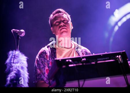 Oslo, Norwegen. August 2024. Die norwegische Band Casiokids gibt ein Live-Konzert während des norwegischen Musikfestivals Oyafestivalen 2024 in Oslo. Stockfoto