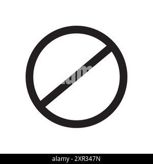 Symbol für unzulässiges Zeichen. Einfacher schwarzer Kreis. Diagonale Liniendetails. Vektorabbildung. Stock Vektor