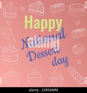 Happy National Dessert Doodle Banner. Stock Vektor