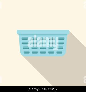 Leerer Wäschekorb aus Plastik, der Schatten wirft, häusliches Chore-Symbol in flachem Stil Stock Vektor