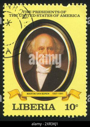 LIBERIA - CIRCA 1981: Briefmarke von Liberia, zeigt den Präsidenten der Vereinigten Staaten Martin Van Buren, um 1981 Stockfoto