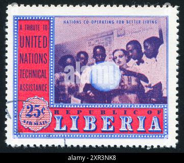 LIBERIA - CA. 1954: Briefmarke gedruckt von Liberia, zeigt Geographieklasse, ca. 1954 Stockfoto