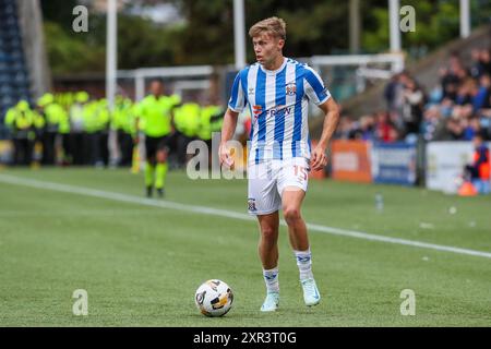 Kilmarnock, Großbritannien. August 2024. Kilmarnock FC spielte Tromso IL im Rugby Park, Kilmarnock, Ayrshire, Schottland, Großbritannien in der 1. Liga eines EURO-Gleichspiels in der European Conference League. Das Finale war Kilmarnock 2:2 Tromso, das zweite Leg wurde am 15. August in Norwegen ausgetragen. Die Tore wurden von K Vassell, Kilmarnock 9 (6 Minuten), B Wales, Kilmarnock 24 (90 2 Minuten), J Romsaas, Tromso 10 (50 Minuten) und L Nordas, Tromso 9 (64 Minuten) erzielt. Quelle: Findlay/Alamy Live News Stockfoto