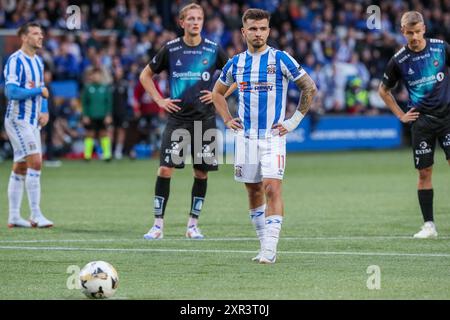 Kilmarnock, Großbritannien. August 2024. Kilmarnock FC spielte Tromso IL im Rugby Park, Kilmarnock, Ayrshire, Schottland, Großbritannien in der 1. Liga eines EURO-Gleichspiels in der European Conference League. Das Finale war Kilmarnock 2:2 Tromso, das zweite Leg wurde am 15. August in Norwegen ausgetragen. Die Tore wurden von K Vassell, Kilmarnock 9 (6 Minuten), B Wales, Kilmarnock 24 (90 2 Minuten), J Romsaas, Tromso 10 (50 Minuten) und L Nordas, Tromso 9 (64 Minuten) erzielt. Quelle: Findlay/Alamy Live News Stockfoto