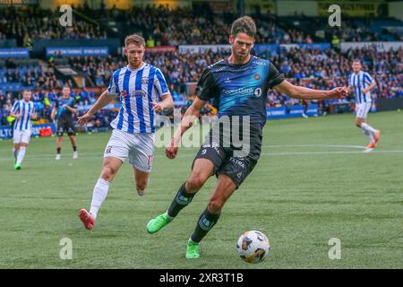 Kilmarnock, Großbritannien. August 2024. Kilmarnock FC spielte Tromso IL im Rugby Park, Kilmarnock, Ayrshire, Schottland, Großbritannien in der 1. Liga eines EURO-Gleichspiels in der European Conference League. Das Finale war Kilmarnock 2:2 Tromso, das zweite Leg wurde am 15. August in Norwegen ausgetragen. Die Tore wurden von K Vassell, Kilmarnock 9 (6 Minuten), B Wales, Kilmarnock 24 (90 2 Minuten), J Romsaas, Tromso 10 (50 Minuten) und L Nordas, Tromso 9 (64 Minuten) erzielt. Quelle: Findlay/Alamy Live News Stockfoto